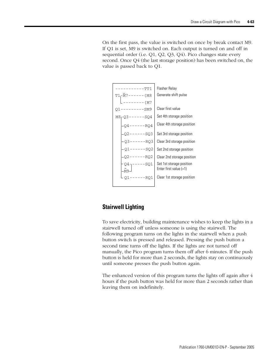 Stairwell lighting | Rockwell Automation 1760-xxxx Pico Controller User Manual User Manual | Page 123 / 218