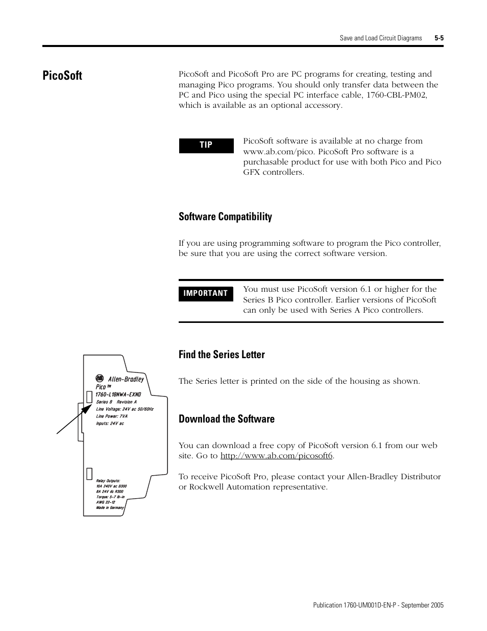 Picosoft, Picosoft -5 | Rockwell Automation 1760-xxxx Pico Controller User Manual User Manual | Page 129 / 218