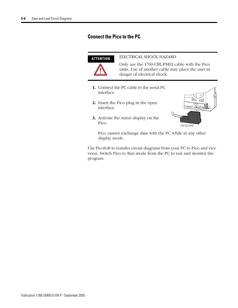 Connect the pico to the pc | Rockwell Automation 1760-xxxx Pico Controller User Manual User Manual | Page 130 / 218