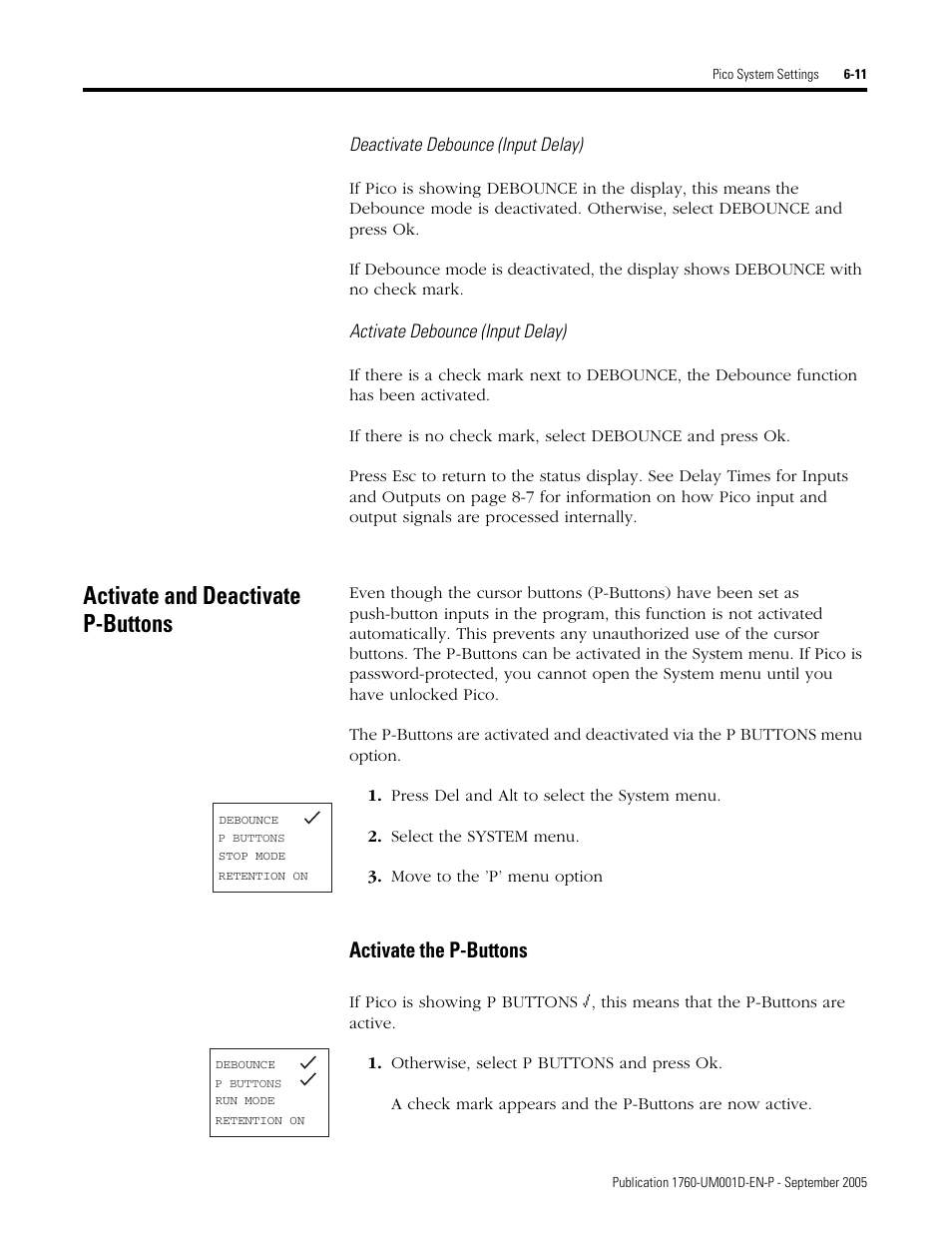 Activate and deactivate p-buttons, Activate and deactivate p-buttons -11, Activate the p-buttons | Rockwell Automation 1760-xxxx Pico Controller User Manual User Manual | Page 143 / 218