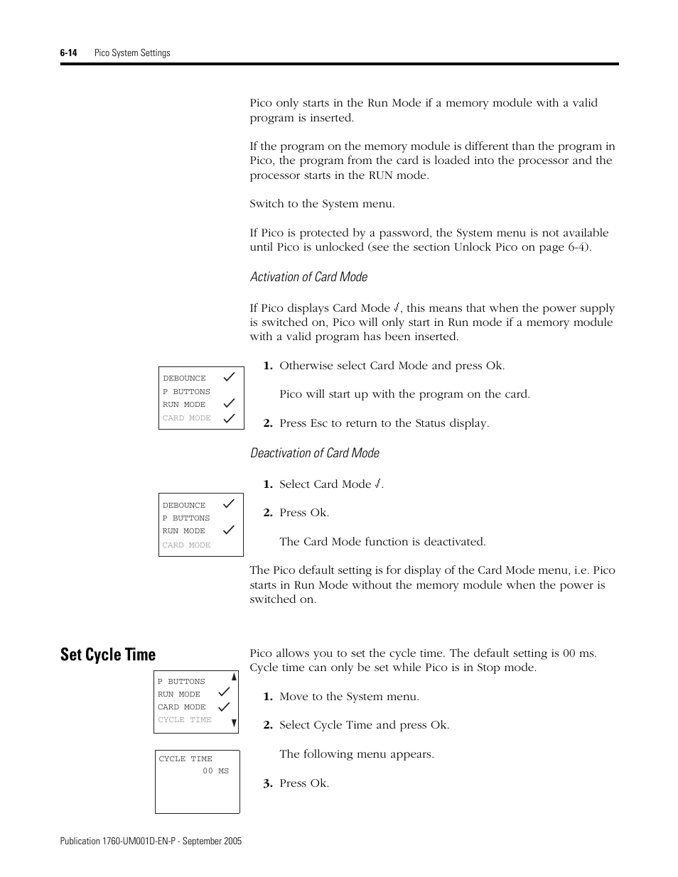 Set cycle time, Set cycle time -14 | Rockwell Automation 1760-xxxx Pico Controller User Manual User Manual | Page 146 / 218