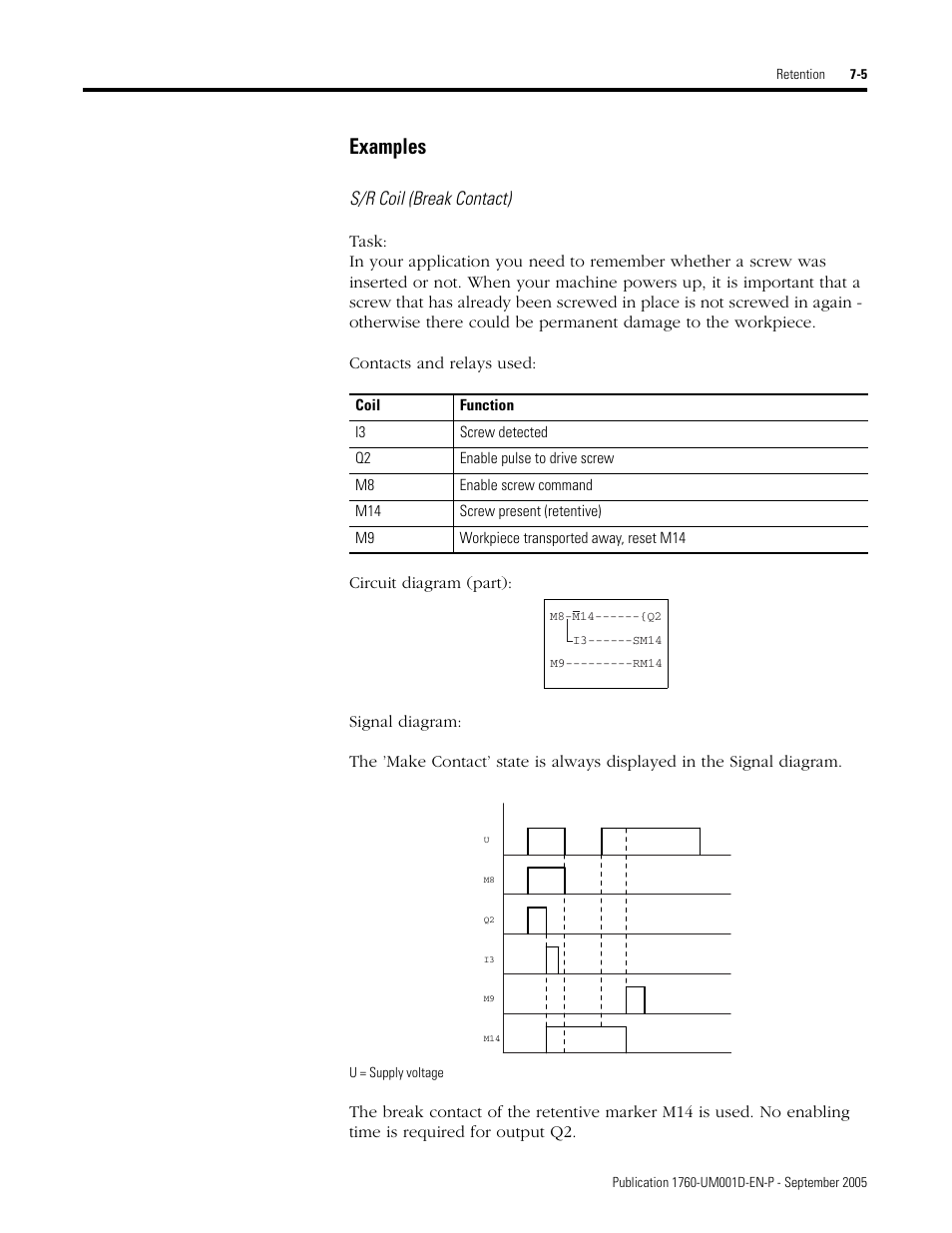 Examples, S/r coil (break contact) | Rockwell Automation 1760-xxxx Pico Controller User Manual User Manual | Page 155 / 218