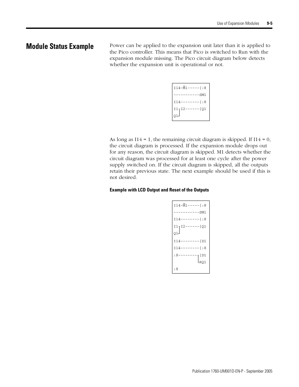 Module status example, Module status example -5 | Rockwell Automation 1760-xxxx Pico Controller User Manual User Manual | Page 183 / 218