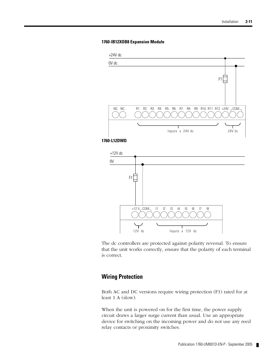 Wiring protection | Rockwell Automation 1760-xxxx Pico Controller User Manual User Manual | Page 35 / 218