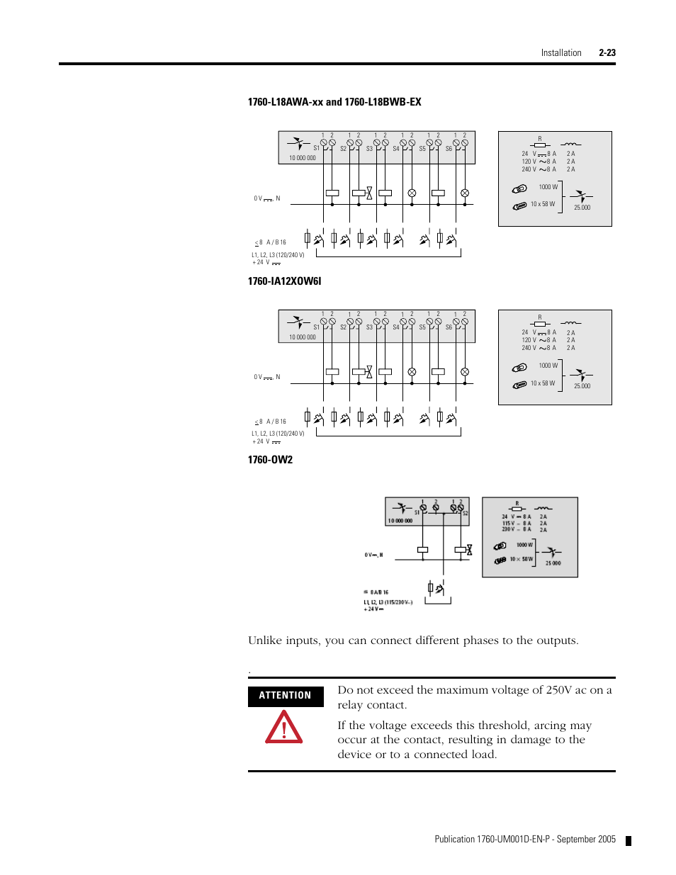 Attention | Rockwell Automation 1760-xxxx Pico Controller User Manual User Manual | Page 47 / 218