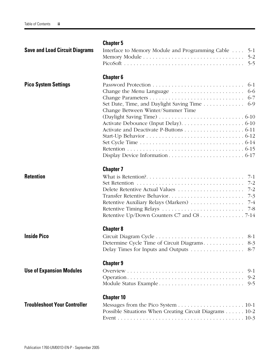 Rockwell Automation 1760-xxxx Pico Controller User Manual User Manual | Page 6 / 218