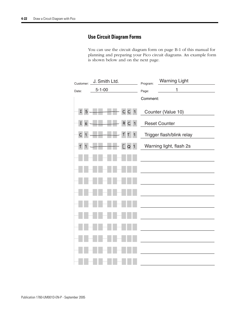 Use circuit diagram forms | Rockwell Automation 1760-xxxx Pico Controller User Manual User Manual | Page 82 / 218