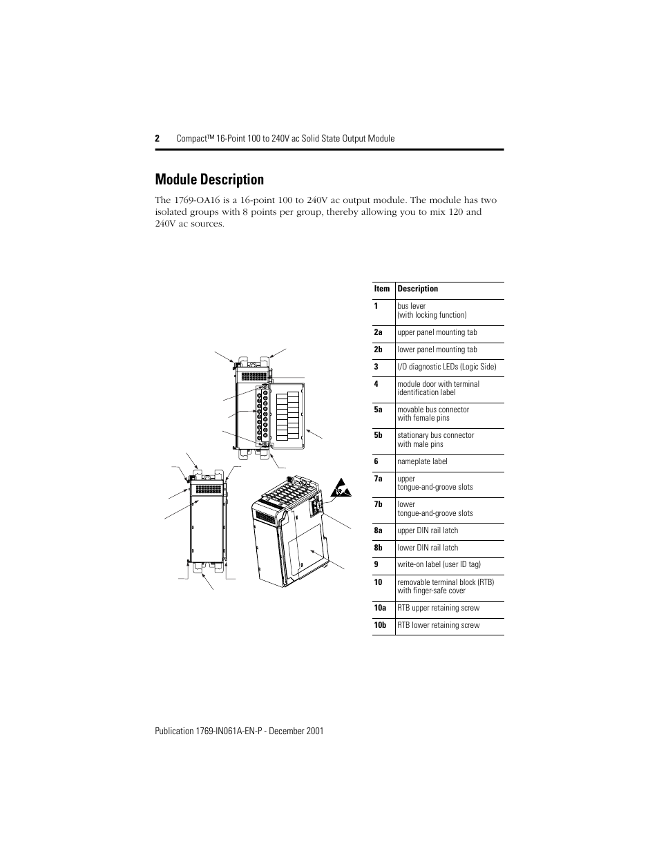 Module description | Rockwell Automation 1769-OA16 Compact 16-Point 100 to 240V ac Output Module User Manual | Page 2 / 20