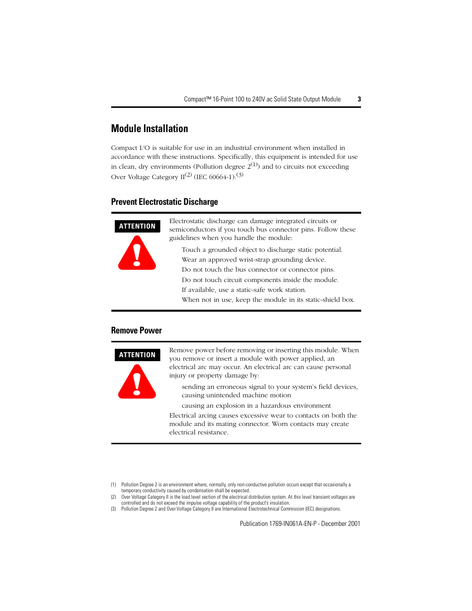 Module installation | Rockwell Automation 1769-OA16 Compact 16-Point 100 to 240V ac Output Module User Manual | Page 3 / 20