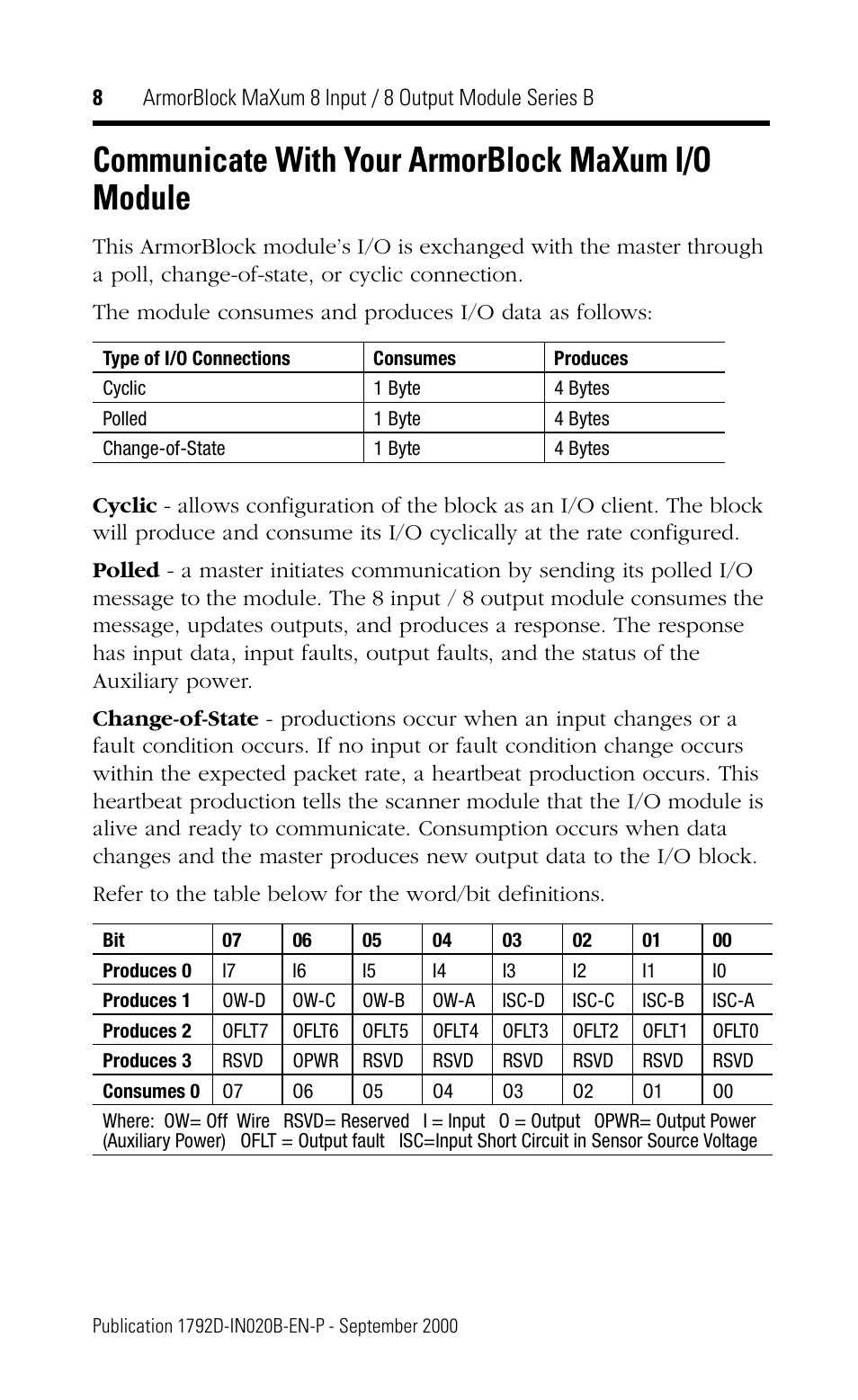 Communicate with your armorblock maxum i/o module | Rockwell Automation 1792D-8BVT8D ArmorBlock MaXum 8 Input/8 Output Module Series B User Manual | Page 8 / 16