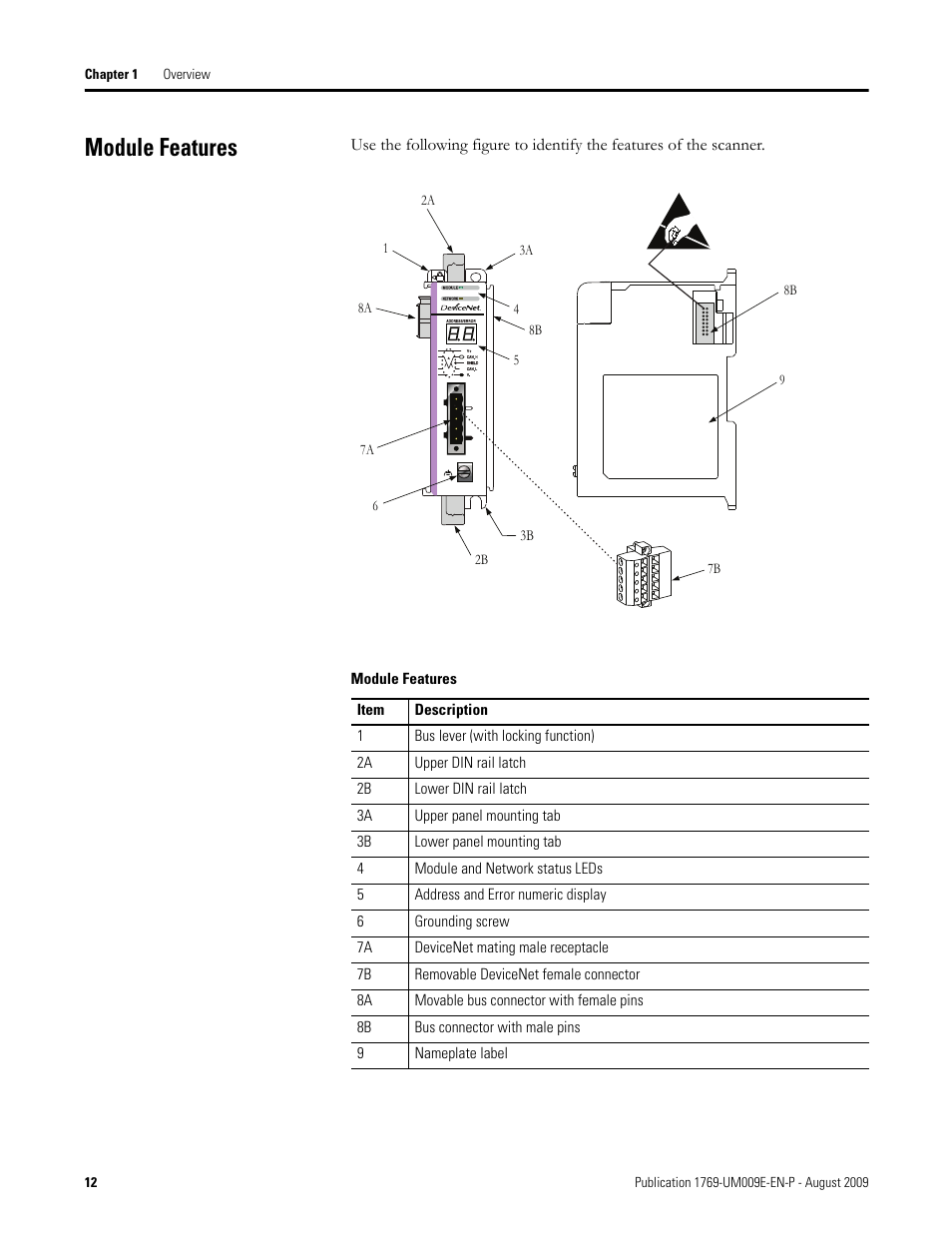Module features | Rockwell Automation 1769-SDN Compact I/O DeviceNet Scanner Module User Manual User Manual | Page 12 / 156
