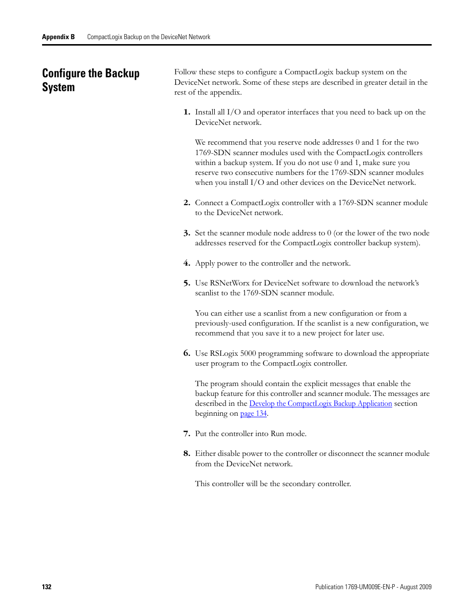 Configure the backup system | Rockwell Automation 1769-SDN Compact I/O DeviceNet Scanner Module User Manual User Manual | Page 132 / 156