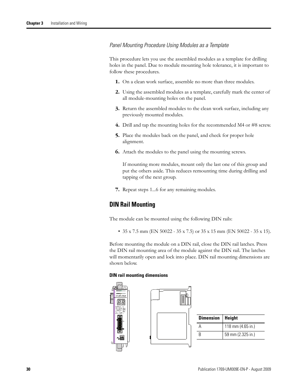 Din rail mounting | Rockwell Automation 1769-SDN Compact I/O DeviceNet Scanner Module User Manual User Manual | Page 30 / 156