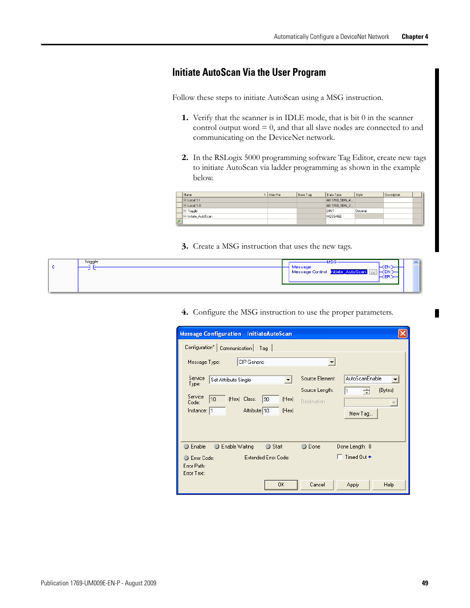 Initiate autoscan via the user program | Rockwell Automation 1769-SDN Compact I/O DeviceNet Scanner Module User Manual User Manual | Page 49 / 156