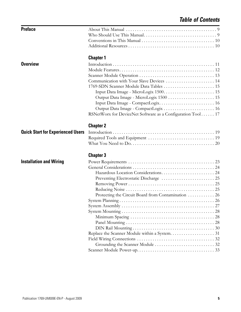 Rockwell Automation 1769-SDN Compact I/O DeviceNet Scanner Module User Manual User Manual | Page 5 / 156
