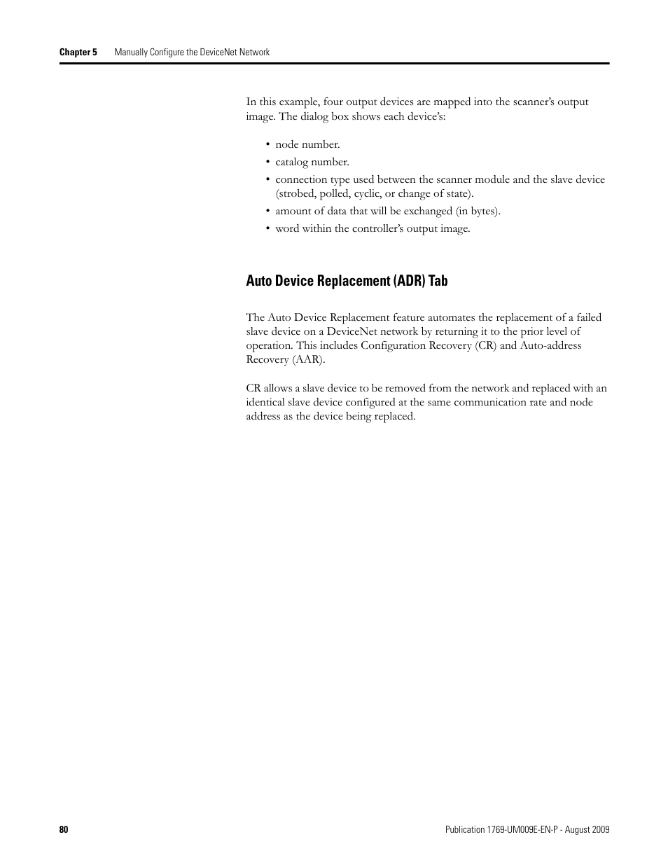 Auto device replacement (adr) tab | Rockwell Automation 1769-SDN Compact I/O DeviceNet Scanner Module User Manual User Manual | Page 80 / 156