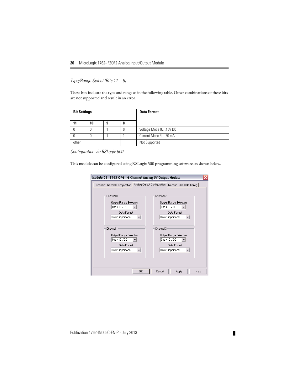 Rockwell Automation 1762-IF2OF2 MicroLogix Analog Input/Output Module User Manual | Page 20 / 28