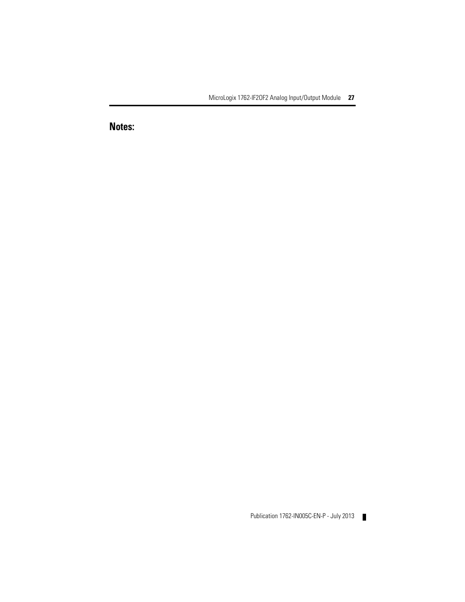 Rockwell Automation 1762-IF2OF2 MicroLogix Analog Input/Output Module User Manual | Page 27 / 28