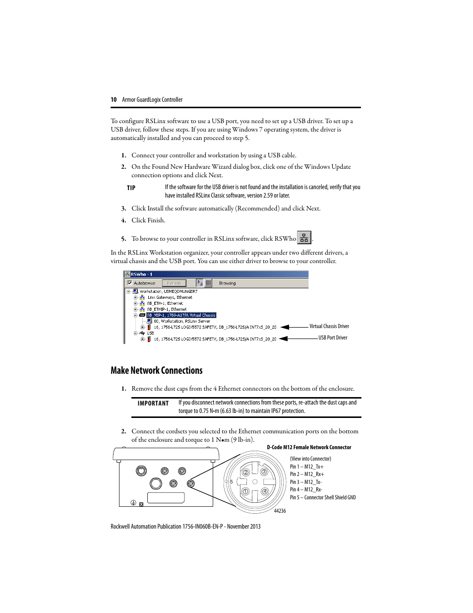 Make network connections | Rockwell Automation 1756-L72EROMS Armor GuardLogix Controller User Manual | Page 10 / 24