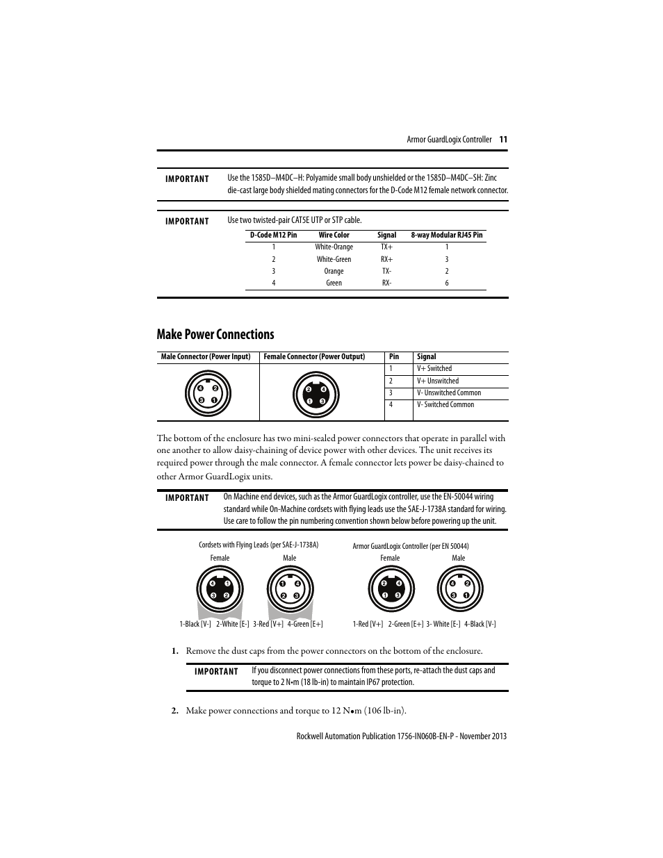 Make power connections | Rockwell Automation 1756-L72EROMS Armor GuardLogix Controller User Manual | Page 11 / 24