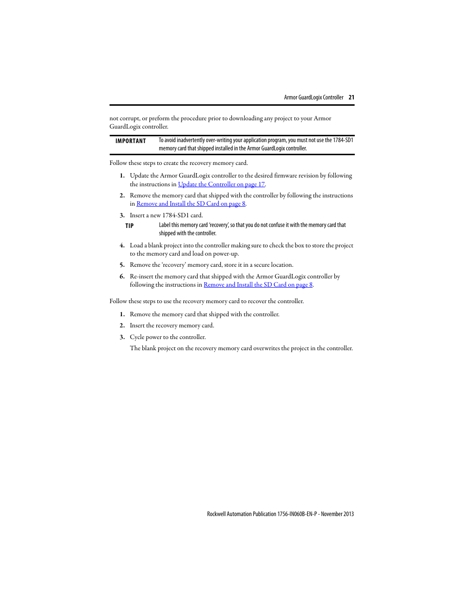 Rockwell Automation 1756-L72EROMS Armor GuardLogix Controller User Manual | Page 21 / 24