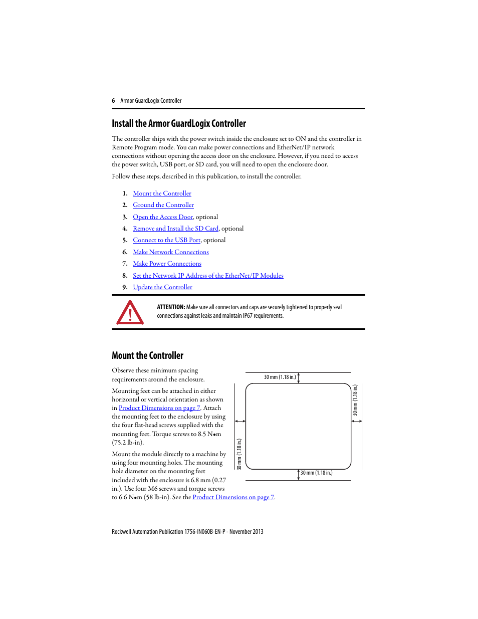 Install the armor guardlogix controller, Mount the controller | Rockwell Automation 1756-L72EROMS Armor GuardLogix Controller User Manual | Page 6 / 24