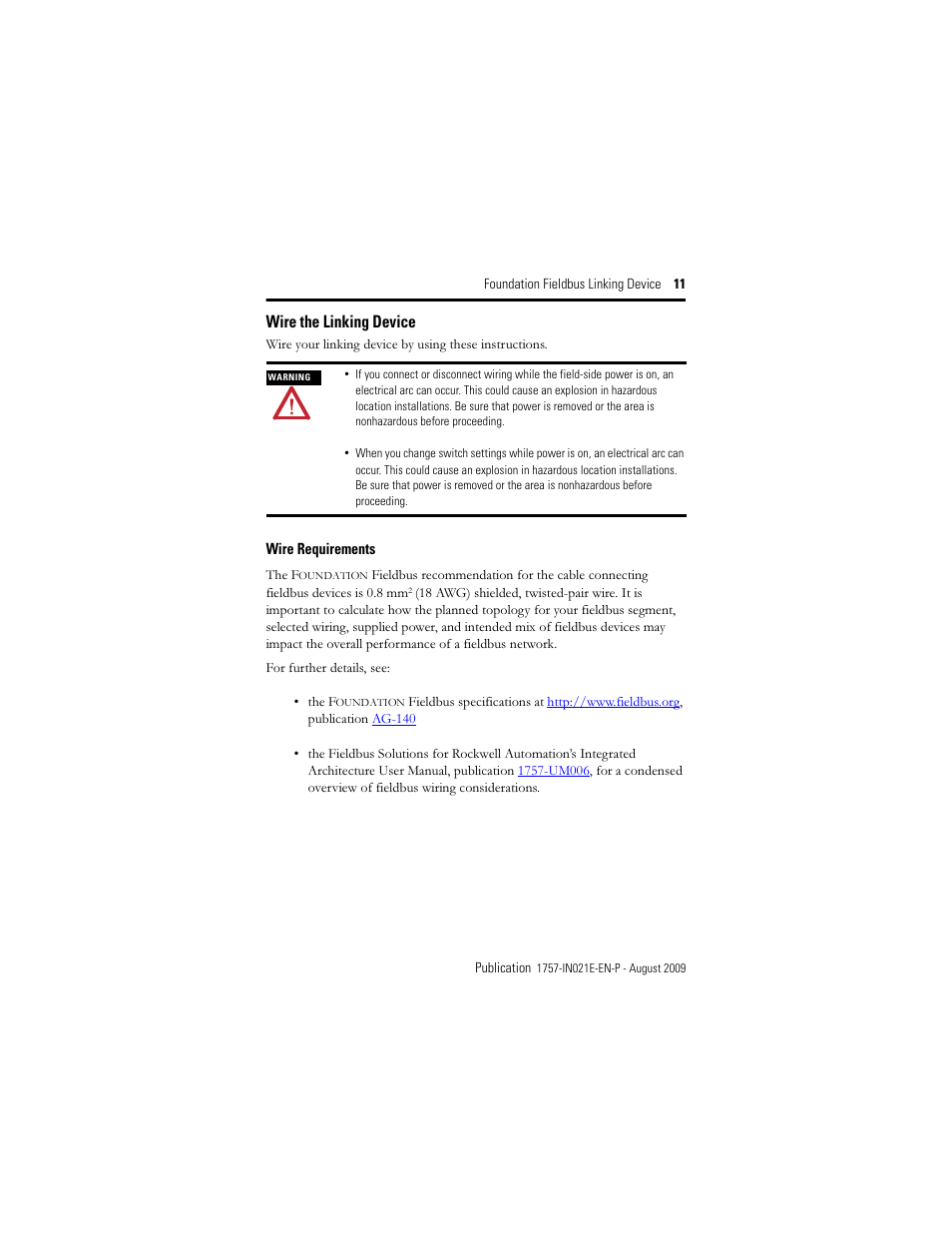 Wire the linking device | Rockwell Automation 1757-FFLD4 Foundation Fieldbus Linking Device Installation Instructions User Manual | Page 11 / 28