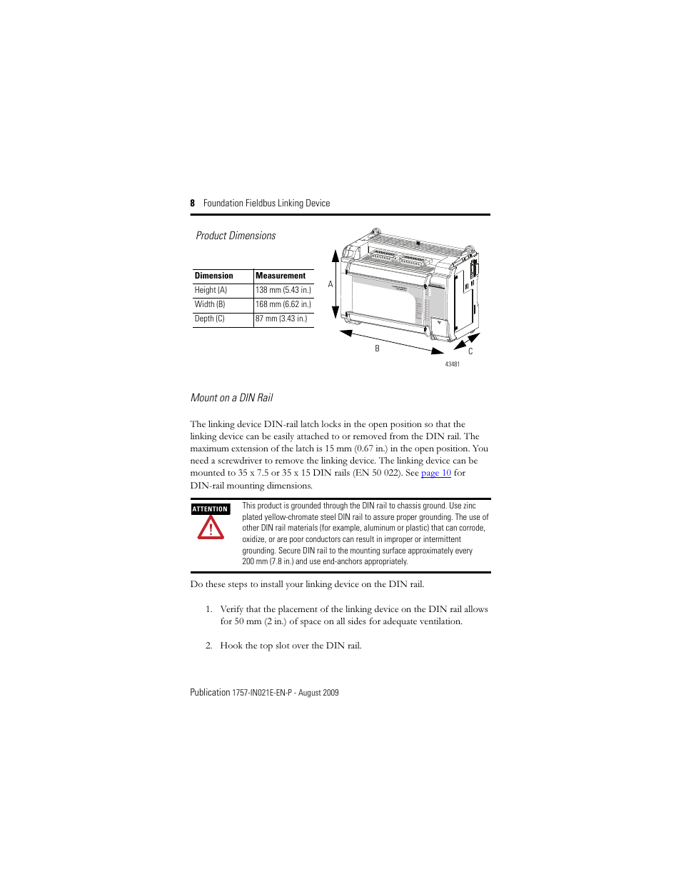 Rockwell Automation 1757-FFLD4 Foundation Fieldbus Linking Device Installation Instructions User Manual | Page 8 / 28