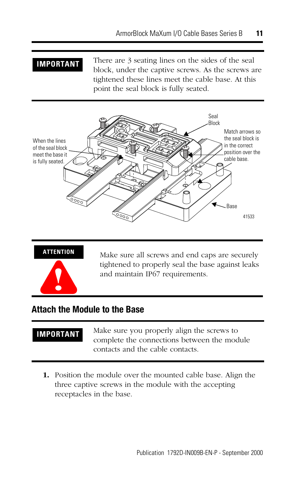 Rockwell Automation 1792D-CBXXX ArmorBlock MaXum I/O Cable Bases Series B User Manual | Page 11 / 16