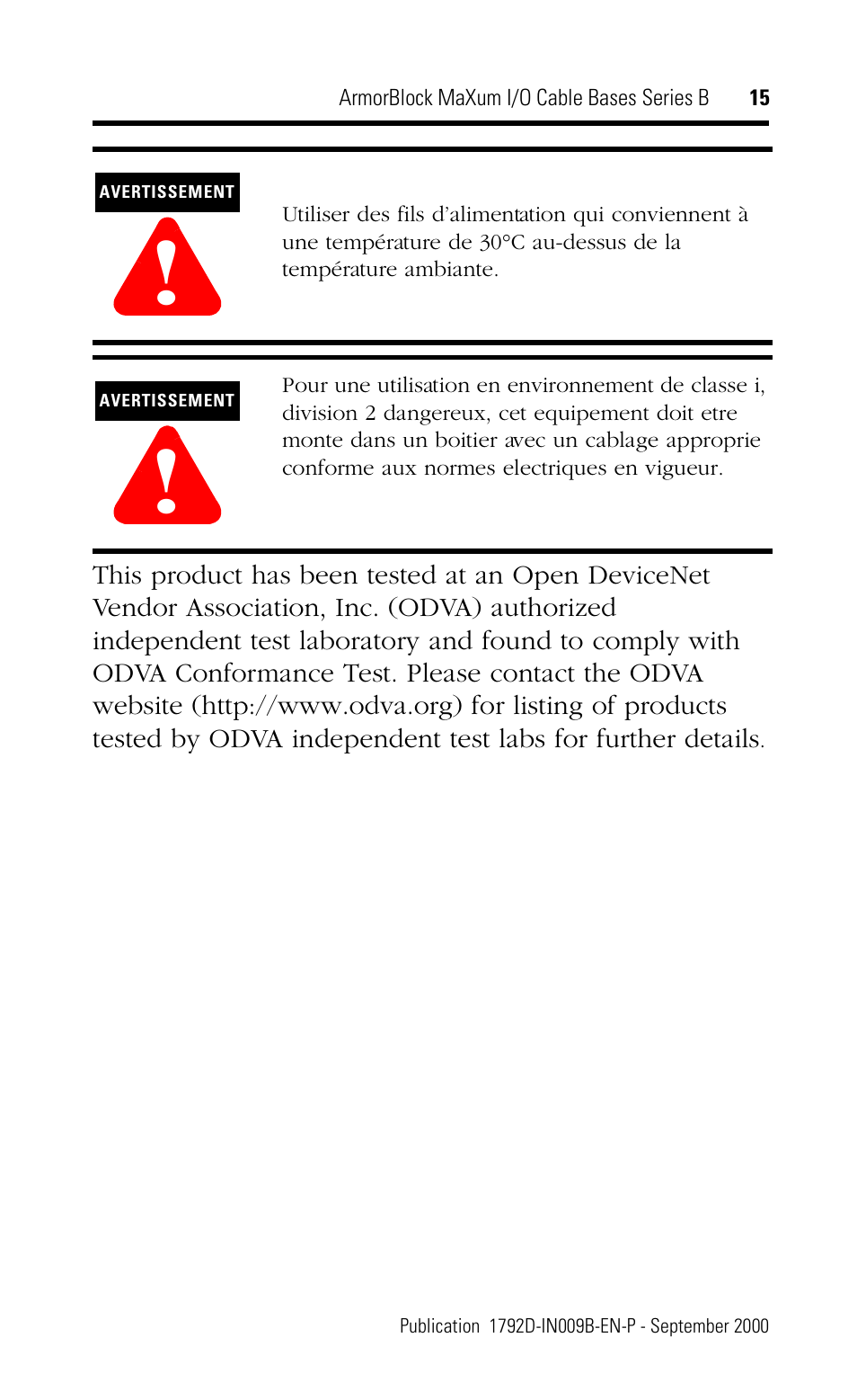 Rockwell Automation 1792D-CBXXX ArmorBlock MaXum I/O Cable Bases Series B User Manual | Page 15 / 16