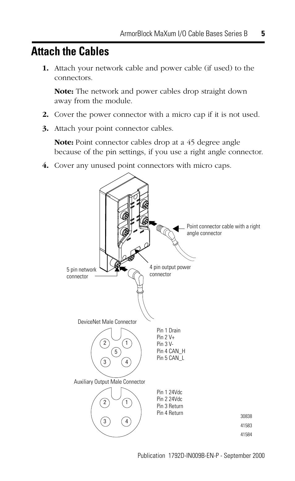 Attach the cables, Armorblock maxum i/o cable bases series b 5 | Rockwell Automation 1792D-CBXXX ArmorBlock MaXum I/O Cable Bases Series B User Manual | Page 5 / 16