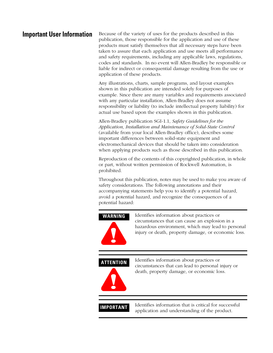Important user information | Rockwell Automation 1734-485ASC POINT I/O ASCII User Manual User Manual | Page 2 / 76