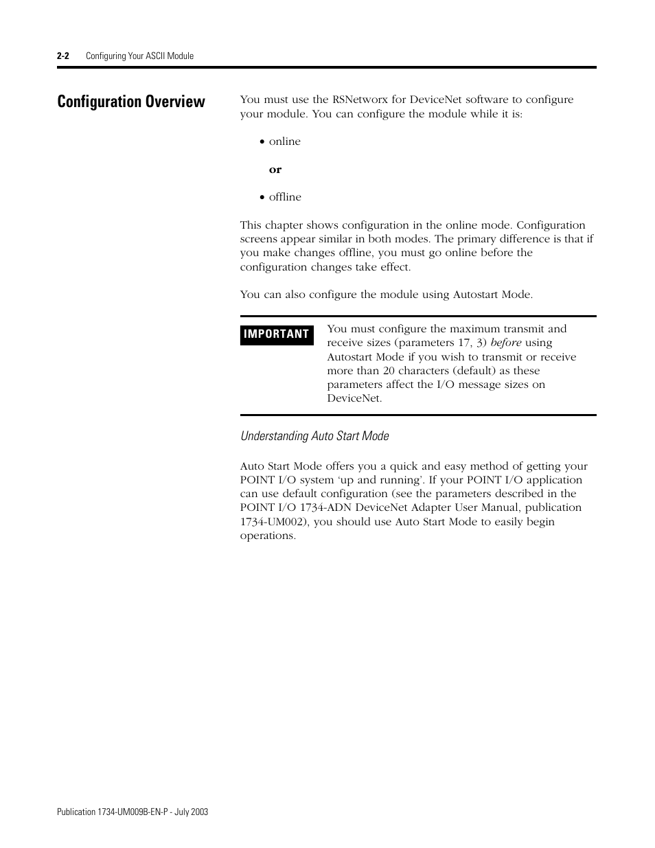 Configuration overview, Configuration overview -2 | Rockwell Automation 1734-485ASC POINT I/O ASCII User Manual User Manual | Page 28 / 76