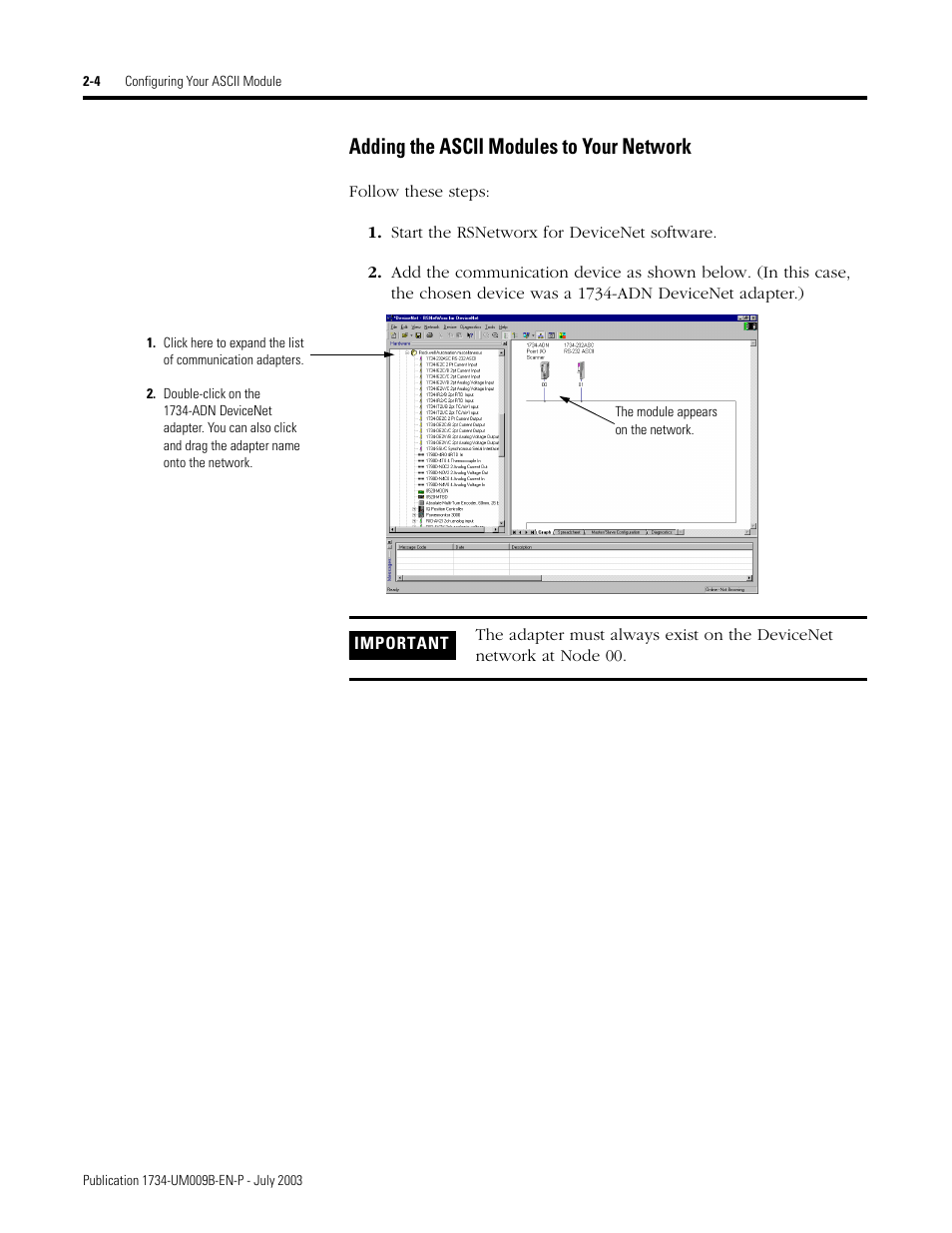 Adding the ascii modules to your network -4, Adding the ascii modules to your network | Rockwell Automation 1734-485ASC POINT I/O ASCII User Manual User Manual | Page 30 / 76