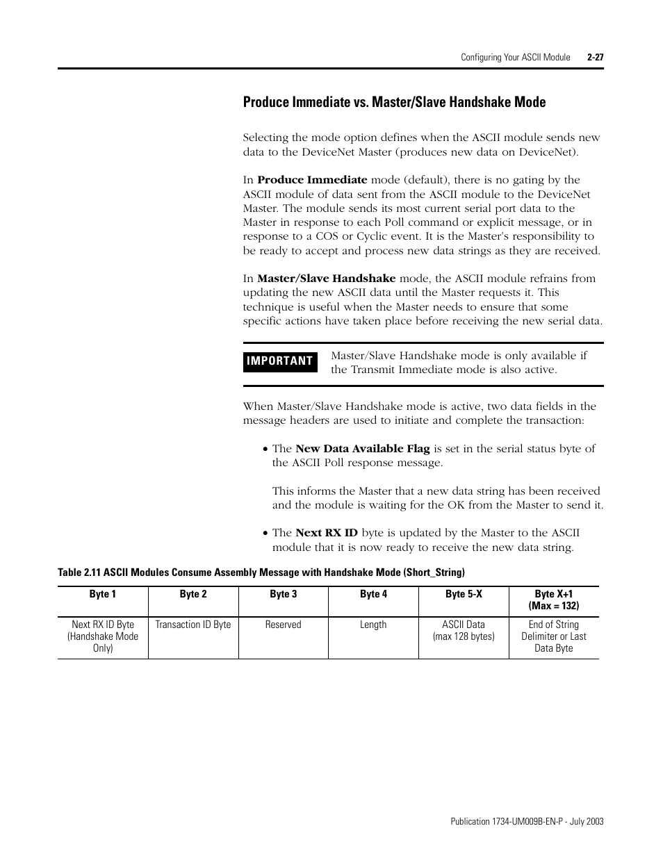 Produce immediate vs. master/slave handshake mode | Rockwell Automation 1734-485ASC POINT I/O ASCII User Manual User Manual | Page 53 / 76