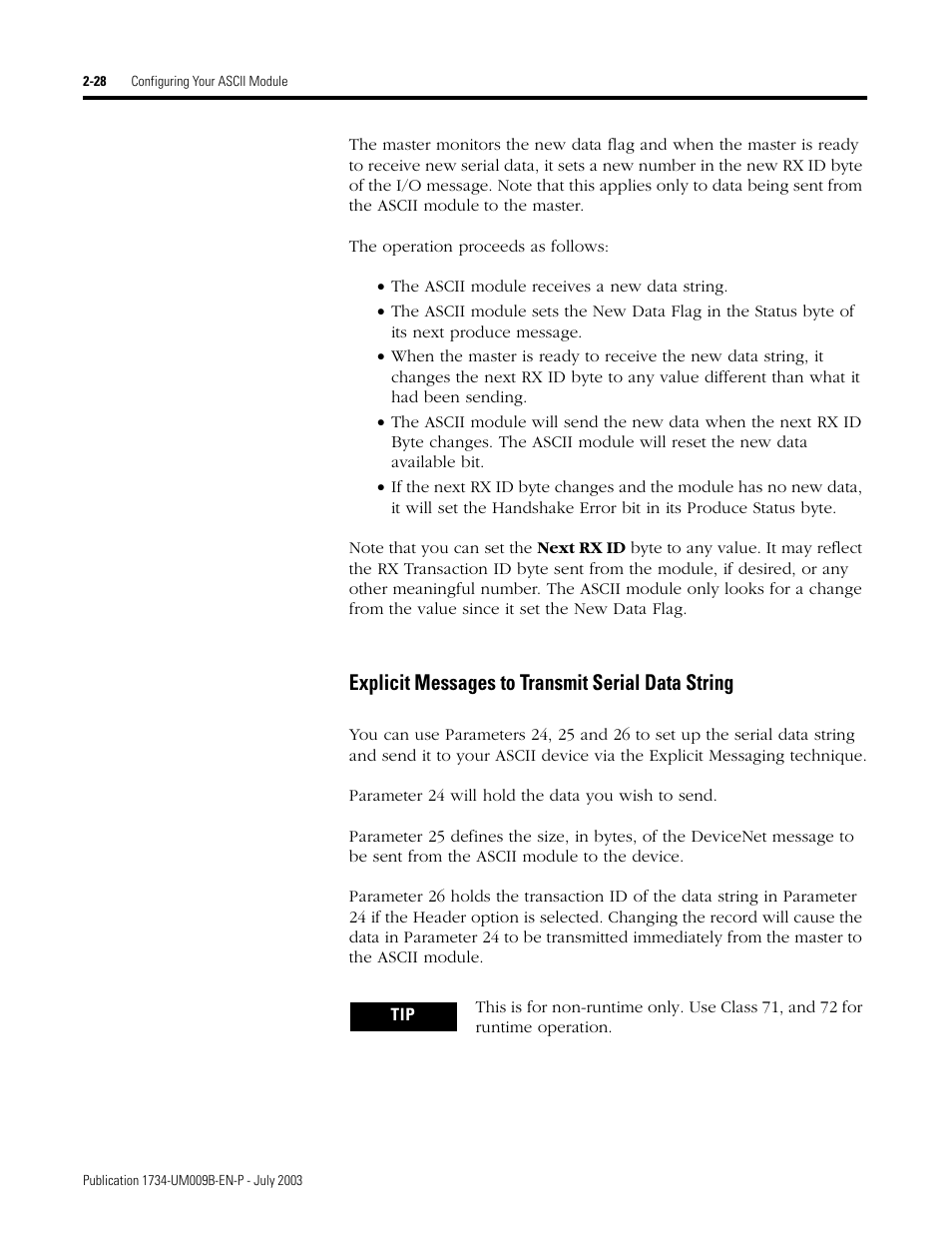 Explicit messages to transmit serial data string | Rockwell Automation 1734-485ASC POINT I/O ASCII User Manual User Manual | Page 54 / 76