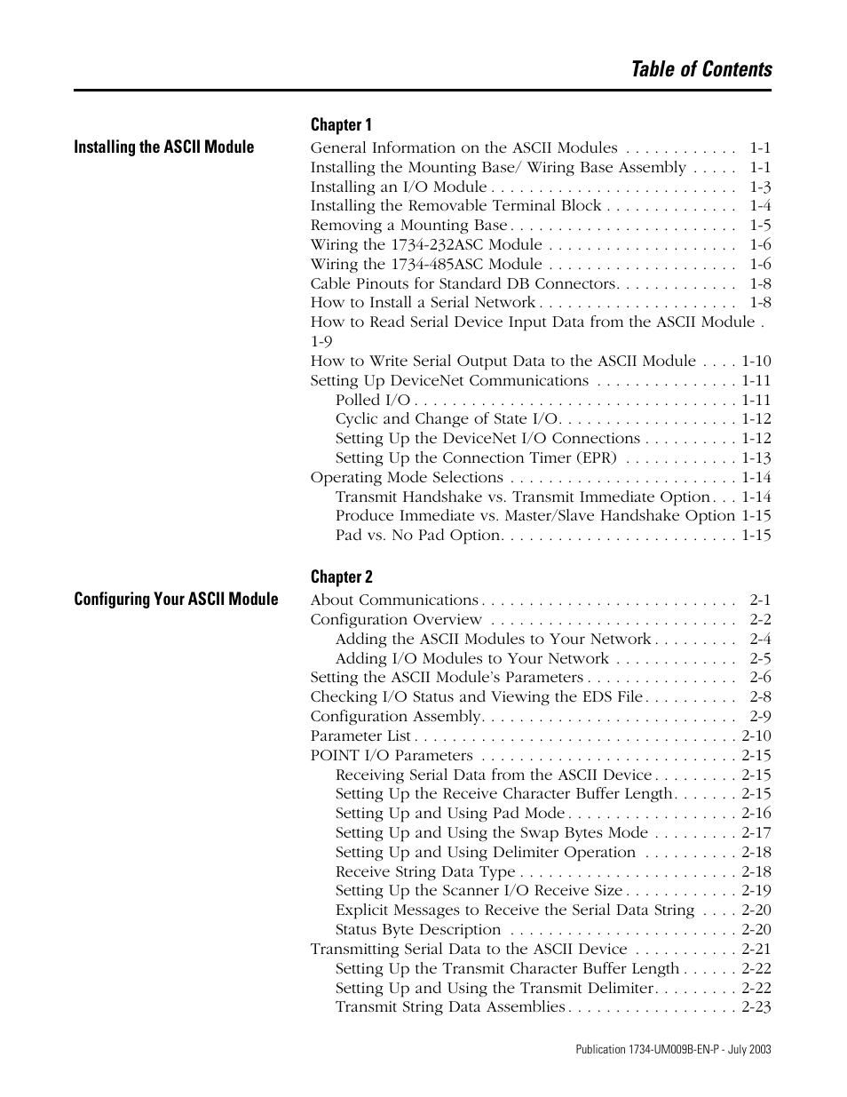 Rockwell Automation 1734-485ASC POINT I/O ASCII User Manual User Manual | Page 9 / 76