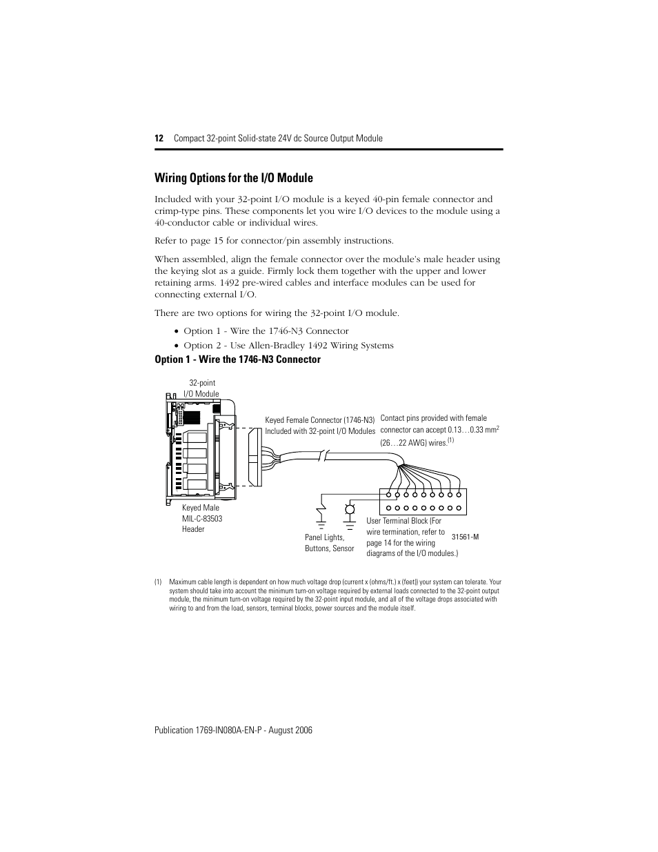 Wiring options for the i/o module | Rockwell Automation 1769-OB32T Compact 32-point Solid-state 24V dc Source Output Module User Manual | Page 12 / 24