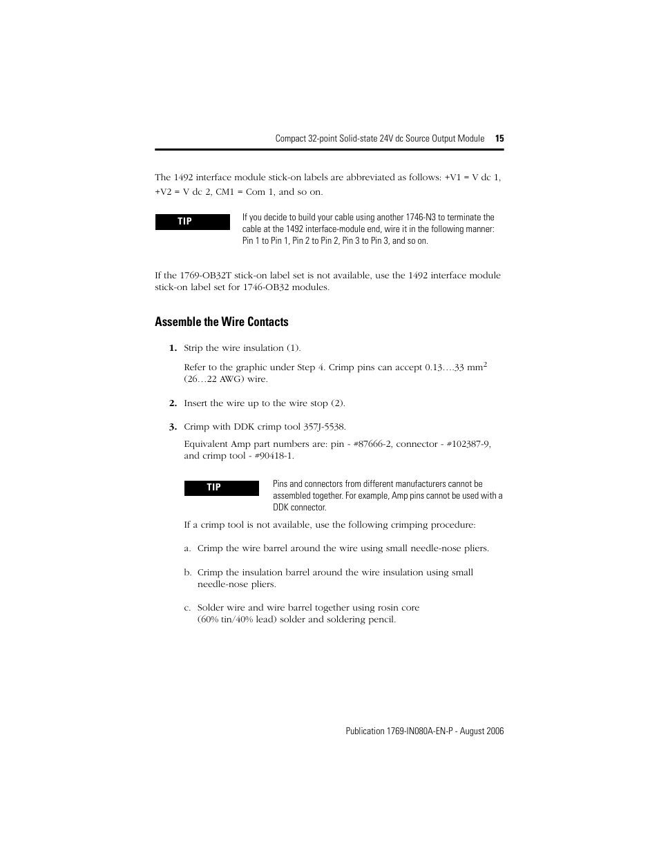 Assemble the wire contacts | Rockwell Automation 1769-OB32T Compact 32-point Solid-state 24V dc Source Output Module User Manual | Page 15 / 24