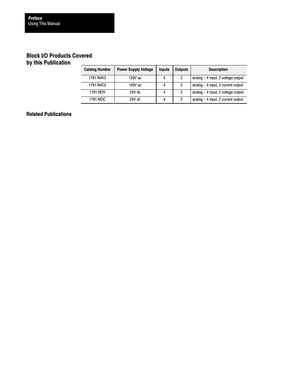 Block i/o products covered by this publication | Rockwell Automation 1791-XXXX ANALOG BLOCK I/O User Manual | Page 7 / 80