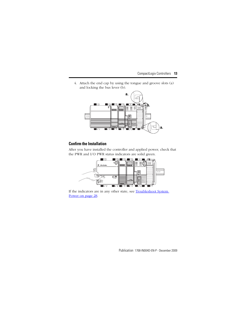 Confirm the installation | Rockwell Automation 1768-L43_L45_L43S_L45S CompactLogix Controllers Installation Instructions User Manual | Page 13 / 36