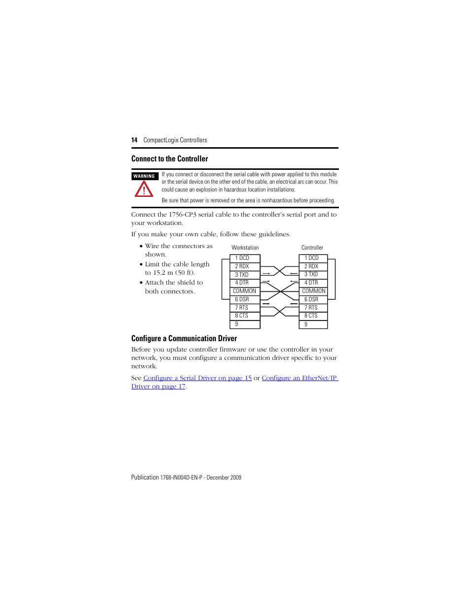 Connect to the controller, Configure a communication driver | Rockwell Automation 1768-L43_L45_L43S_L45S CompactLogix Controllers Installation Instructions User Manual | Page 14 / 36