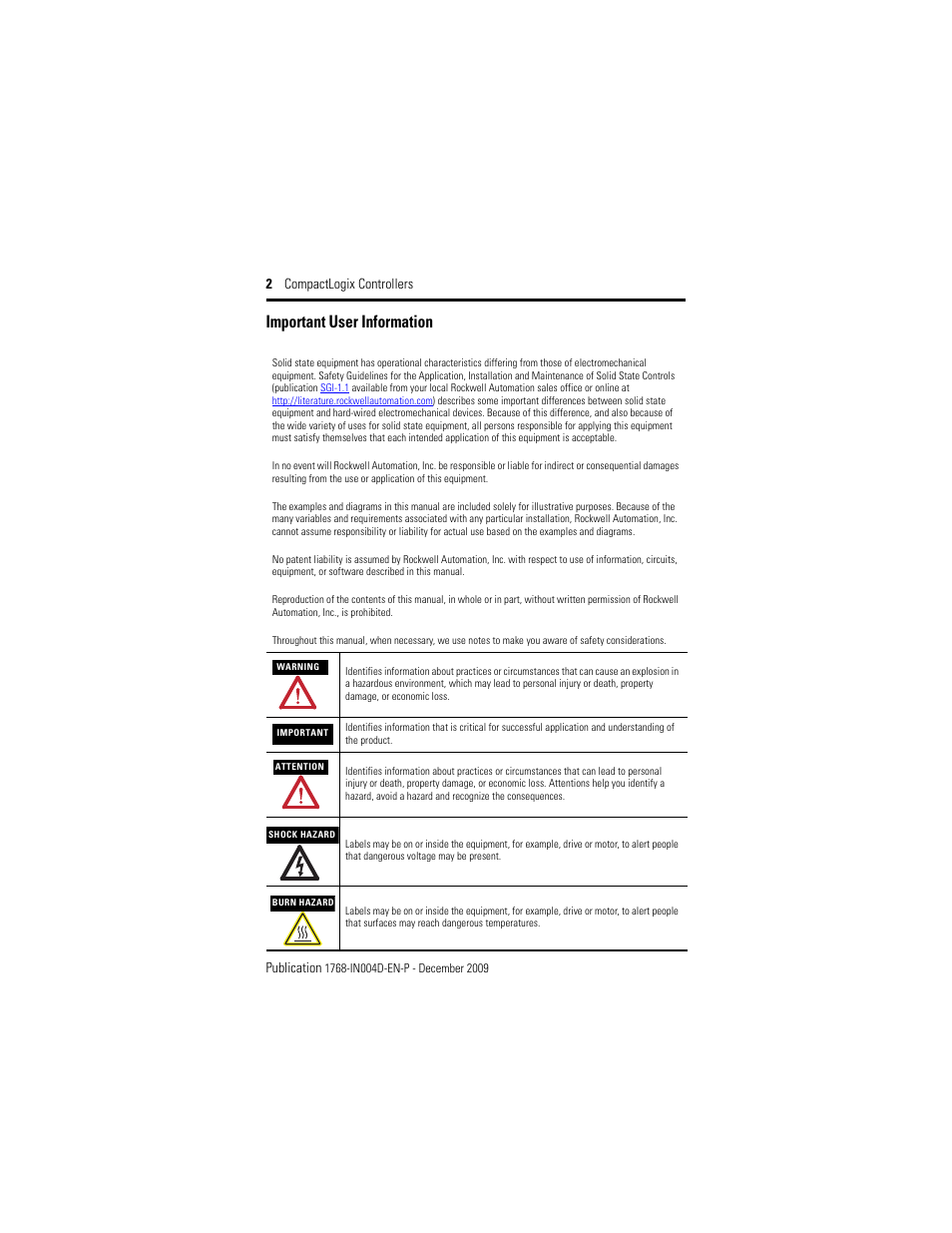 Important user information, 2 compactlogix controllers publication | Rockwell Automation 1768-L43_L45_L43S_L45S CompactLogix Controllers Installation Instructions User Manual | Page 2 / 36