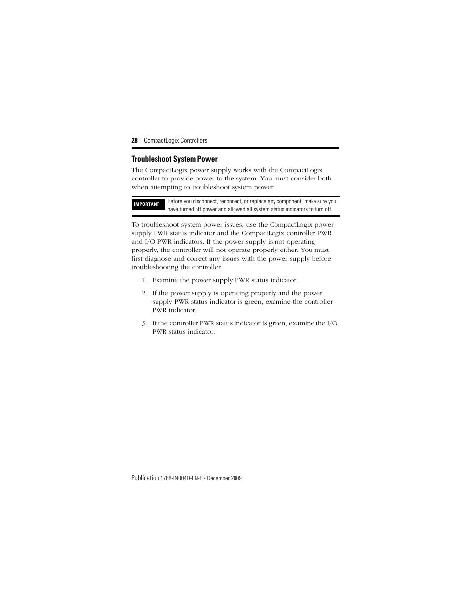 Troubleshoot system power | Rockwell Automation 1768-L43_L45_L43S_L45S CompactLogix Controllers Installation Instructions User Manual | Page 28 / 36