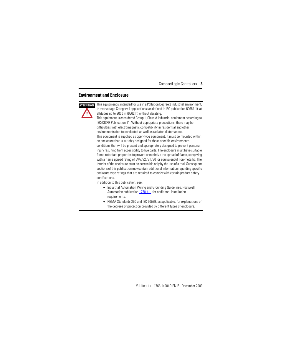 Environment and enclosure | Rockwell Automation 1768-L43_L45_L43S_L45S CompactLogix Controllers Installation Instructions User Manual | Page 3 / 36