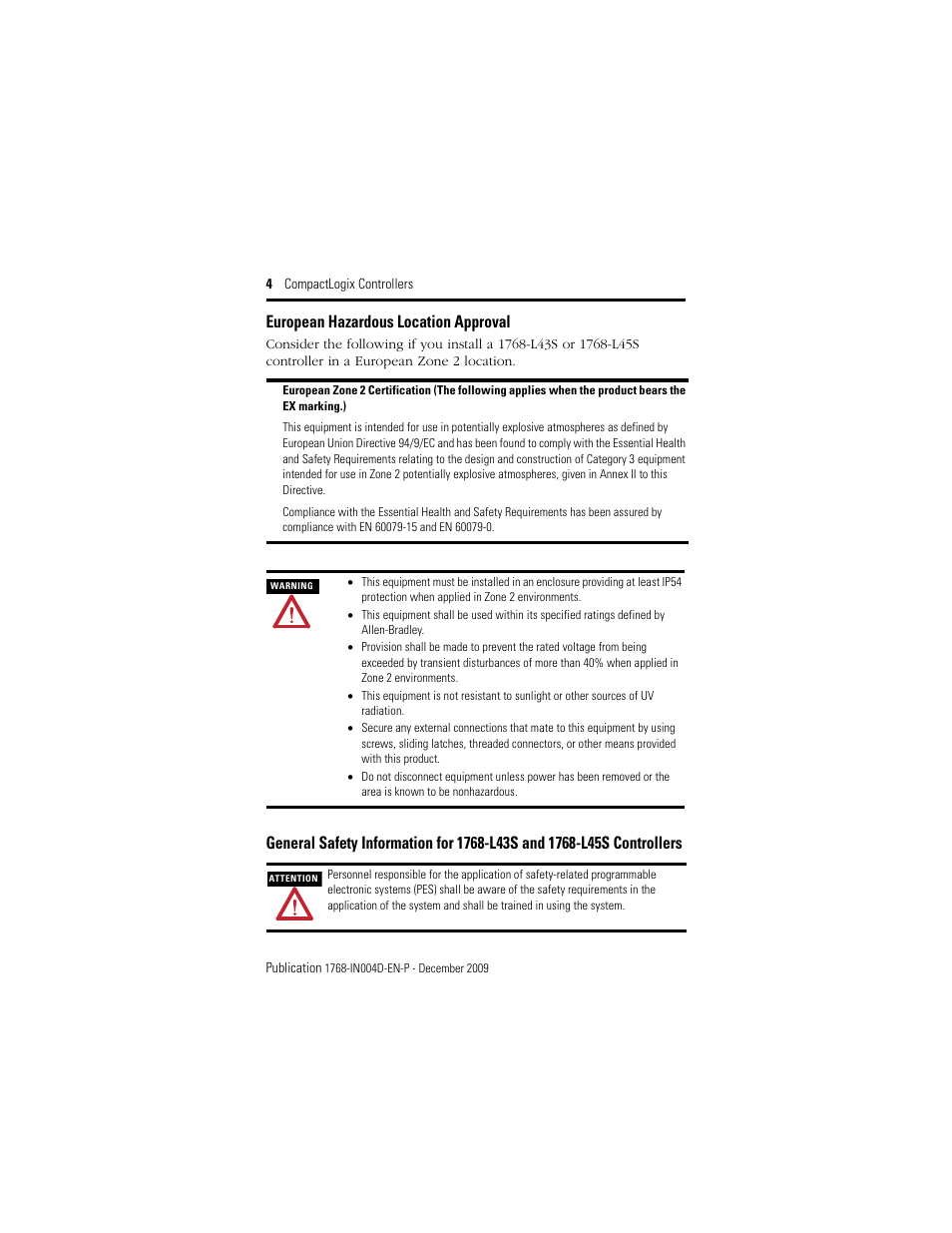 European hazardous location approval | Rockwell Automation 1768-L43_L45_L43S_L45S CompactLogix Controllers Installation Instructions User Manual | Page 4 / 36