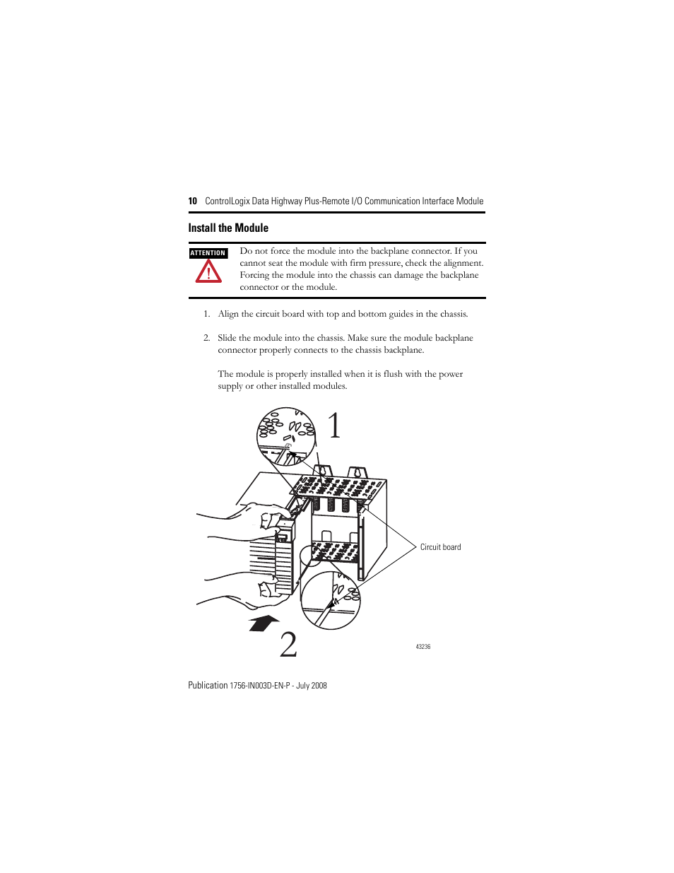 Rockwell Automation 1756-DHRIO ControlLogix Data Highway Plus-Remote I/O Communication Interface Module I.I. User Manual | Page 10 / 24