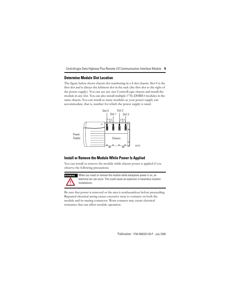 Determine module slot location | Rockwell Automation 1756-DHRIO ControlLogix Data Highway Plus-Remote I/O Communication Interface Module I.I. User Manual | Page 9 / 24