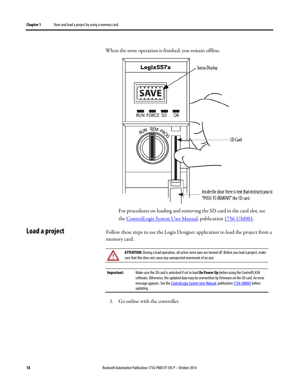 Load a project | Rockwell Automation Logix5000 Controllers Nonvolatile Memory Programming Manual User Manual | Page 18 / 33