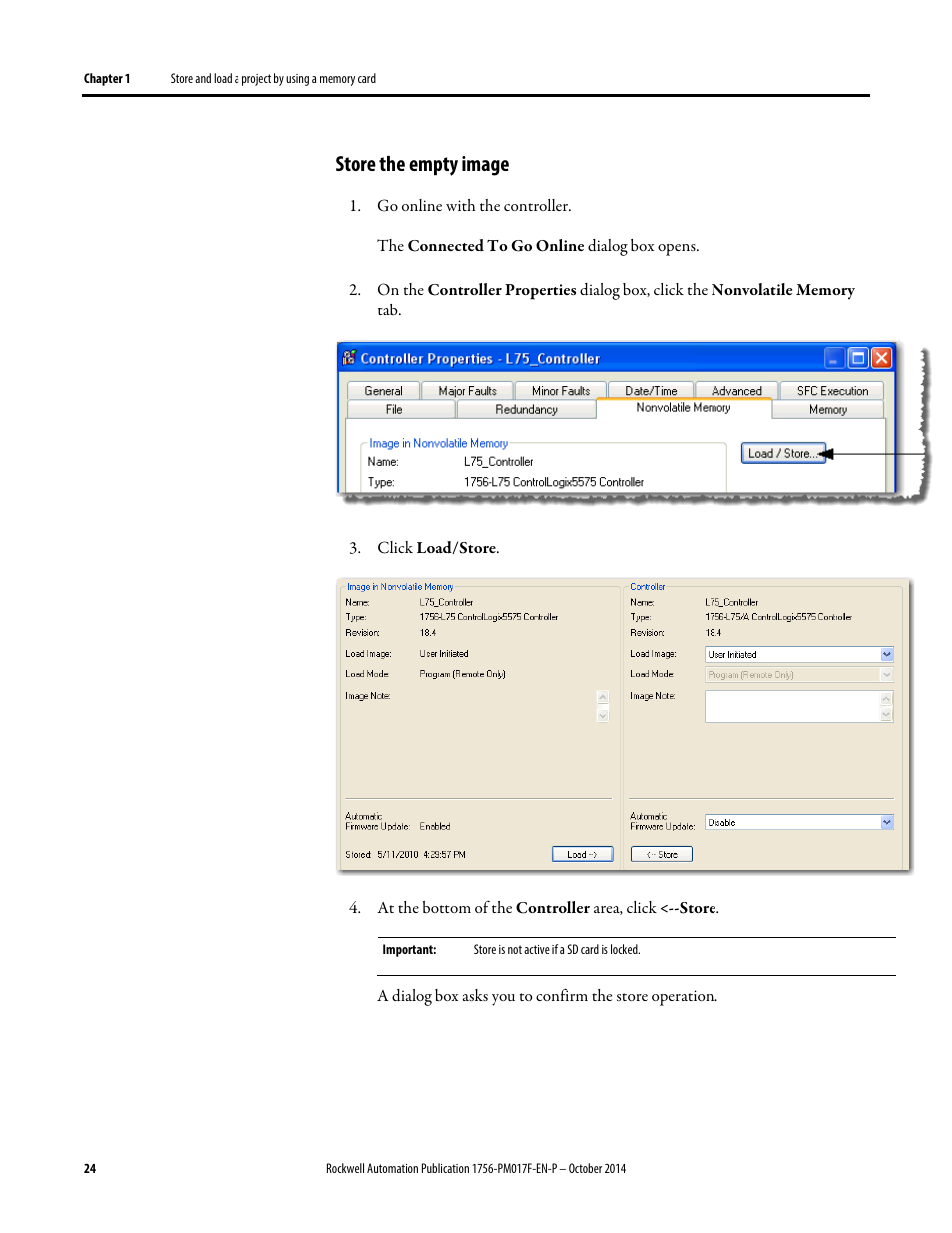 Store the empty image | Rockwell Automation Logix5000 Controllers Nonvolatile Memory Programming Manual User Manual | Page 24 / 33